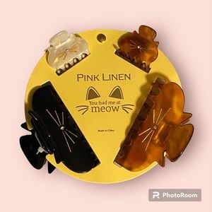 NWT• Pink Linen Cat hair clips